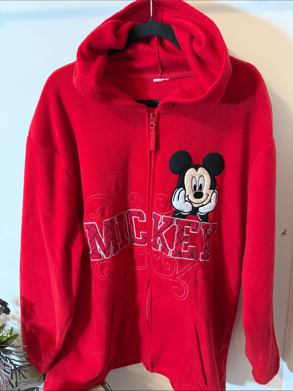 Vintage Disney Red Mickey Mouse Fleece Zip Hoodie Women’s 22/24